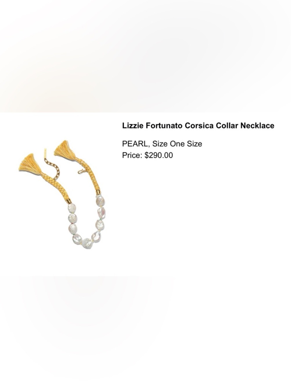 Lizzie Fortunato Yellow Braided Cord Pearl Collar Necklace